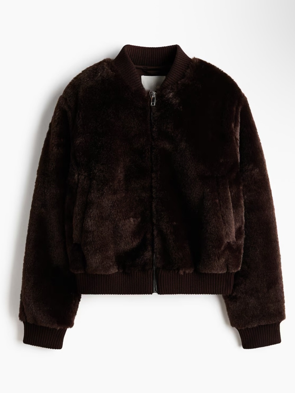 Women’s Faux Fur Bomber Jacket - Dark Brown